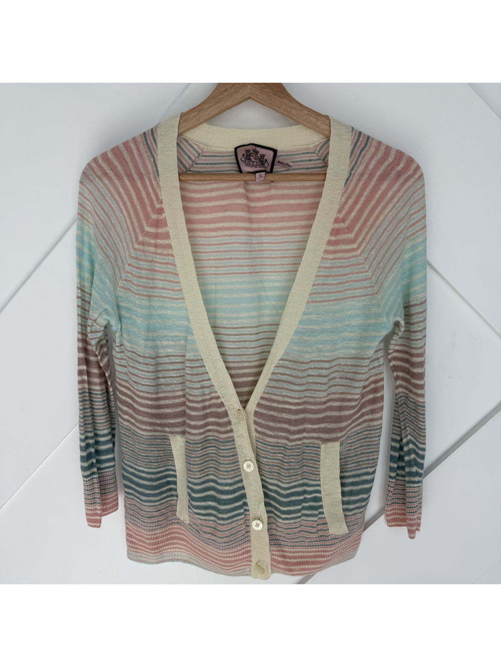 Vintage Juicy Couture Striped Lightweight Cardigan Sweater Size Small
